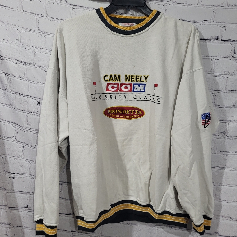 Mondetta Men's Cam Neely Cream Sweatshirt with Black and Yellow Accents